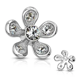 WildKlass Micro Paved CZ Flower Internally Threaded Dermal Top