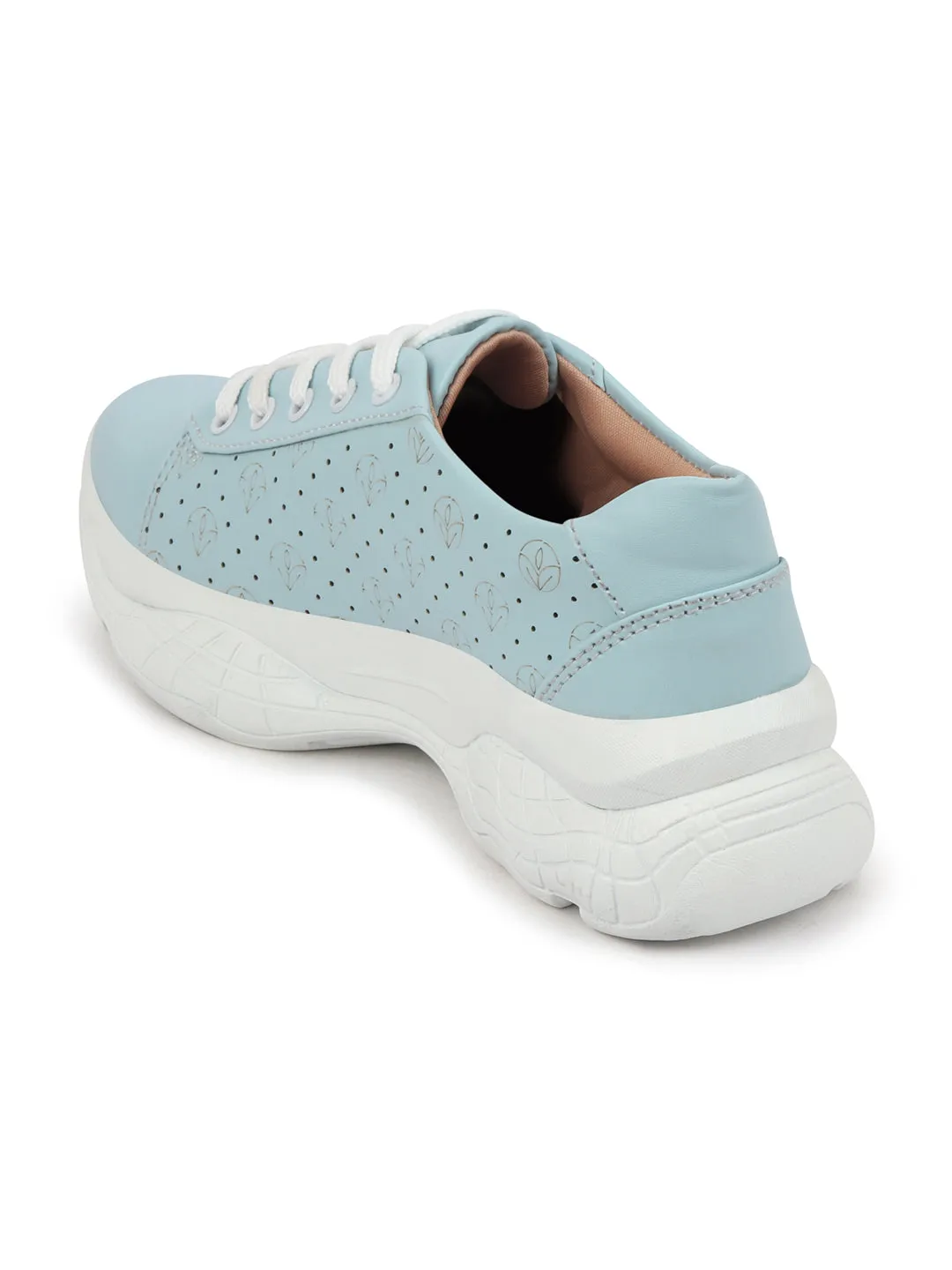 Women Sky Blue Lace Up Casual Trendy Sneakers