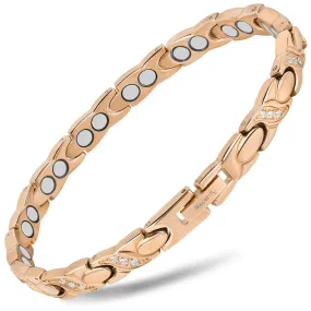 Women's Ultra Strength Magnetic Bracelet Crystal XO (Rose Gold)