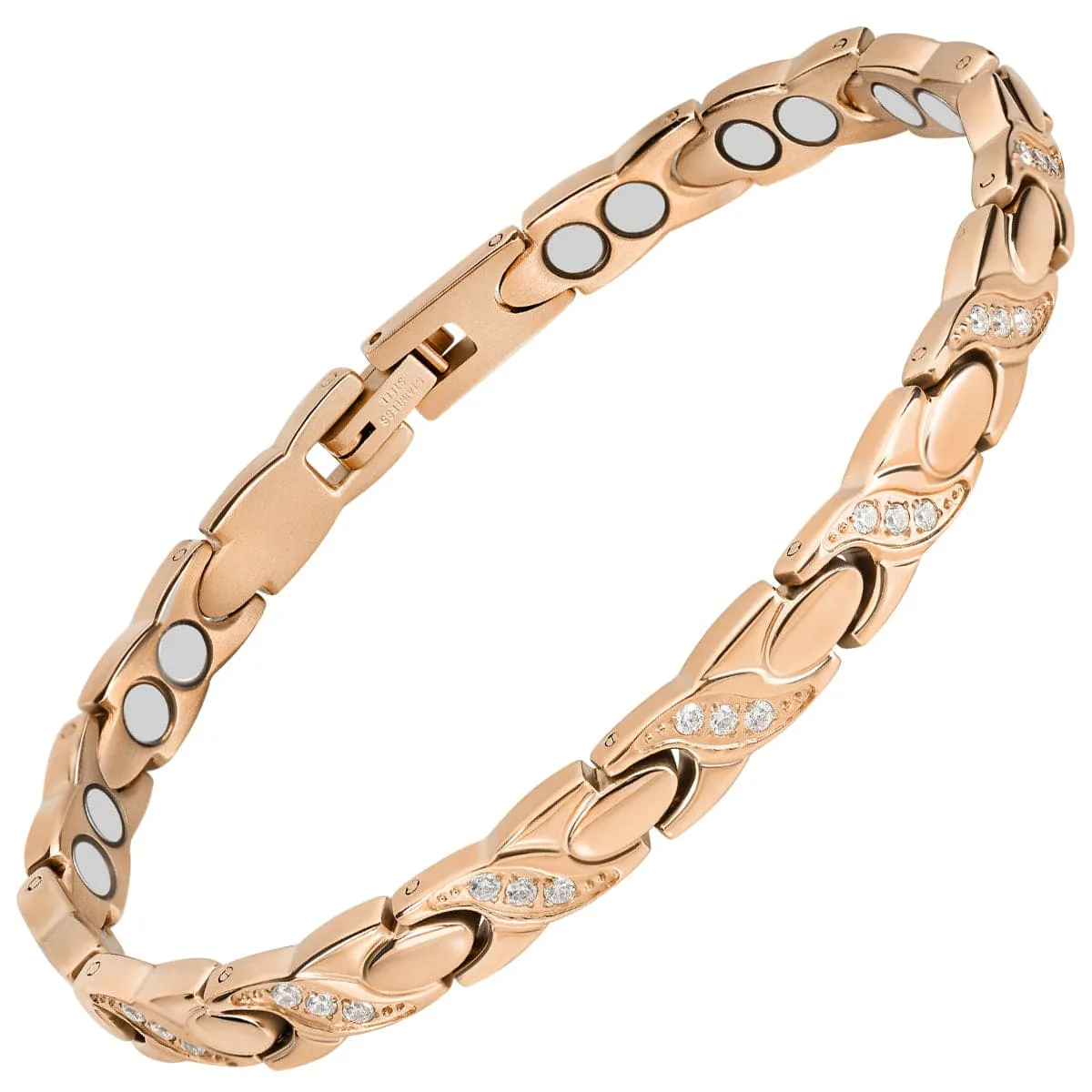 Women's Ultra Strength Magnetic Bracelet Crystal XO (Rose Gold)