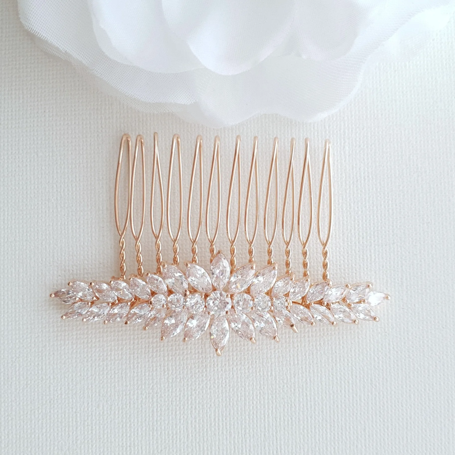 Yellow Gold Hair Comb for Wedding-Giselle