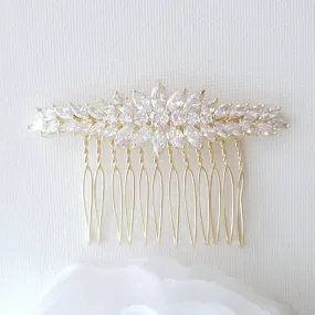 Yellow Gold Hair Comb for Wedding-Giselle