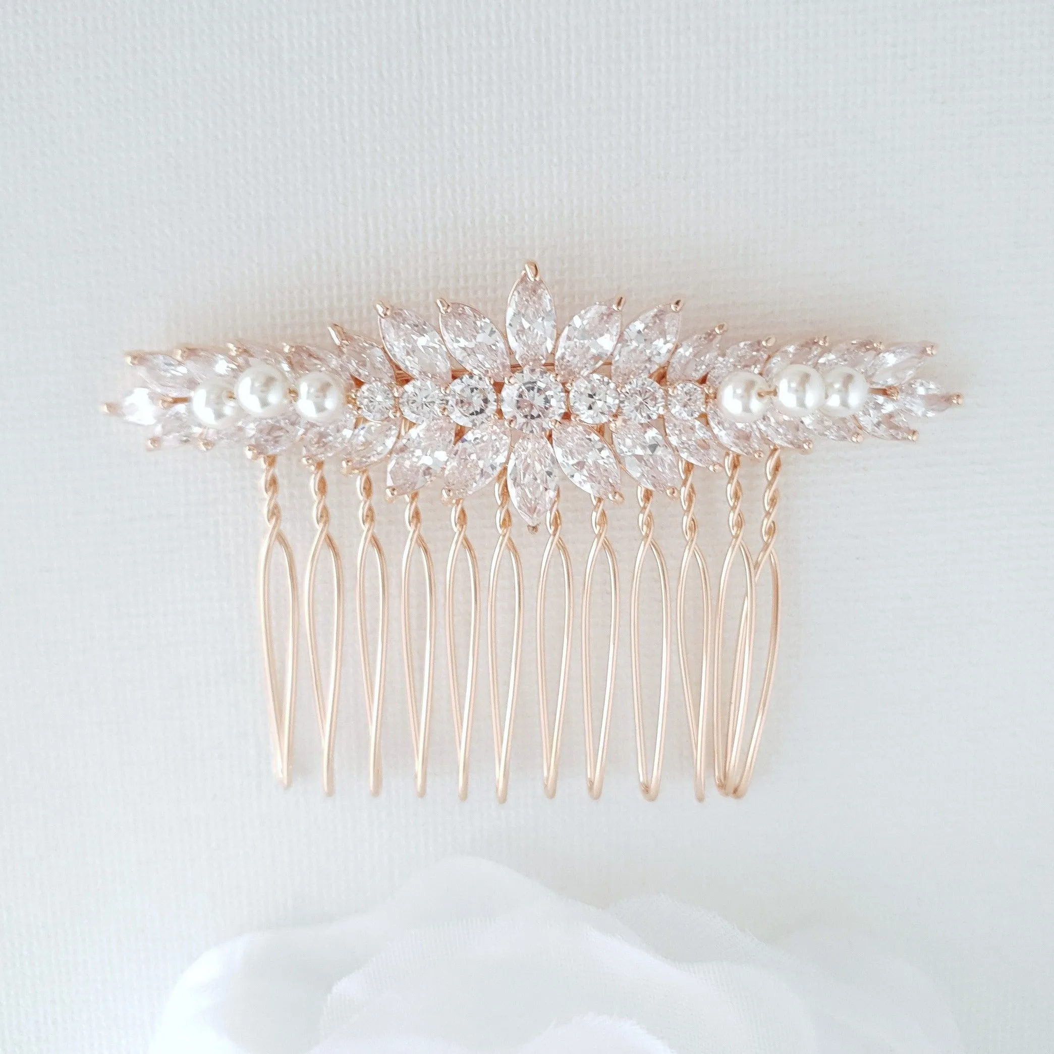 Yellow Gold Hair Comb for Wedding-Giselle