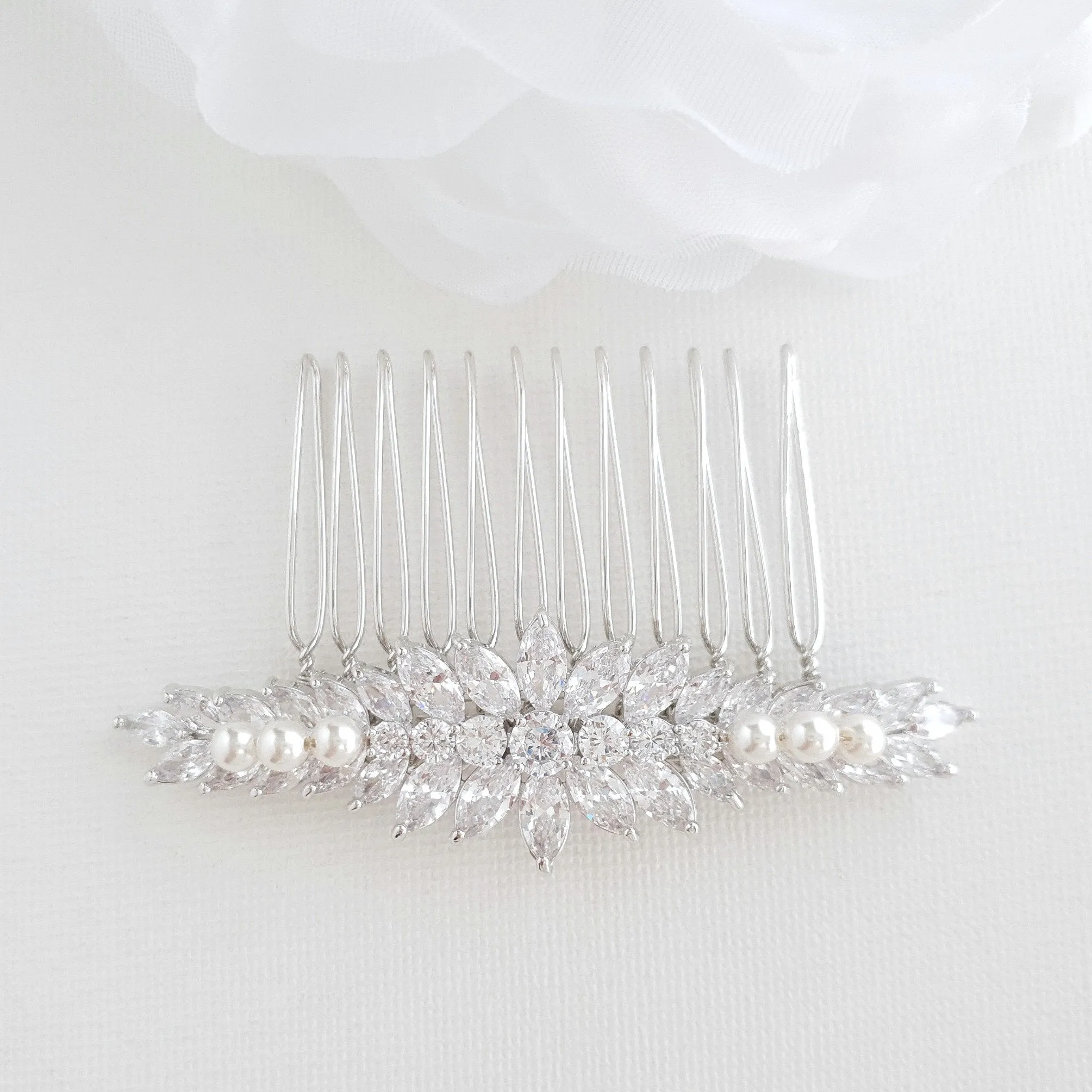 Yellow Gold Hair Comb for Wedding-Giselle